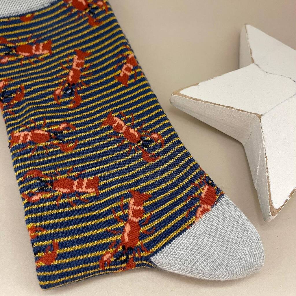 Men's Bamboo Lobster Socks In Navy By Nest