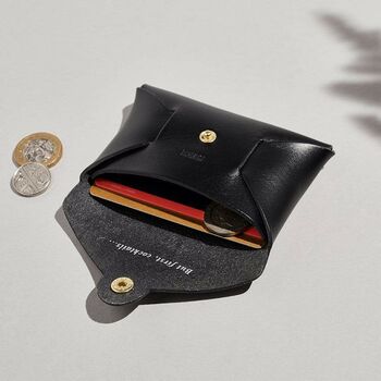 Personalised Black Leather Card + Coin Purse, 3 of 6