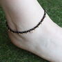 Black Beaded Gold Dangle Slim Nazar Payal Anklet, thumbnail 1 of 3