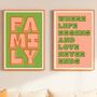 Family Wall Art Print Set Of Two, Bold Typography Home Decor, Unframed, thumbnail 1 of 7