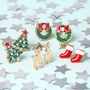 Deck The Halls Gold Plated Christmas Earring Set, thumbnail 1 of 7