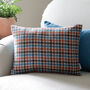 Rectangle Multi Spot Blue And Orange Wool Cushion, thumbnail 1 of 2