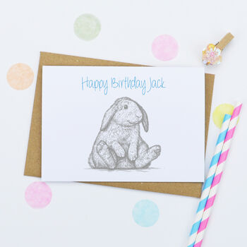 Personalised Rabbit Pompom Birthday Card, 3 of 3
