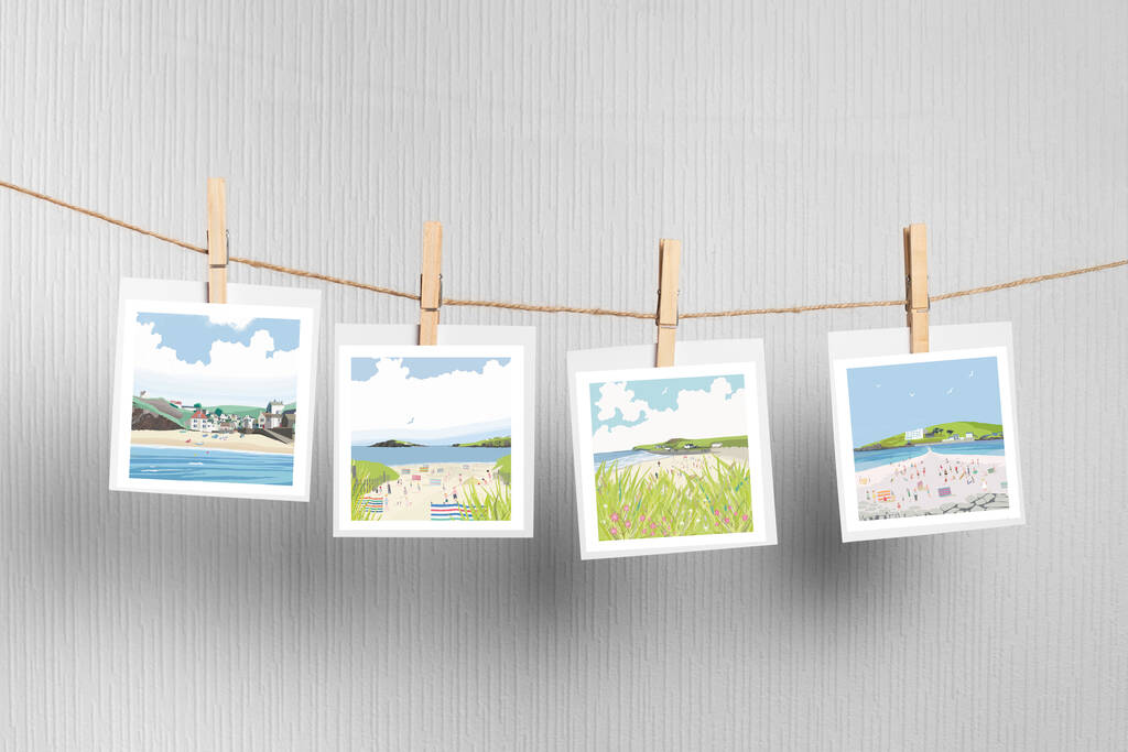 Set Of Four Devon Beach Cards By Betty Boyns