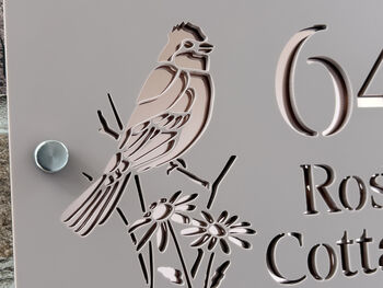 Personalised Bird On Flower Design House Acrylic Number Sign, 2 of 7