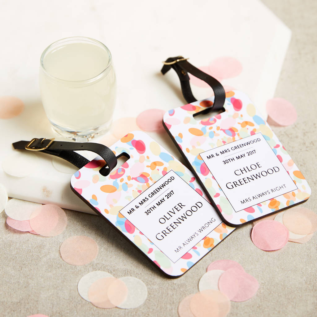 Wedding Confetti Luggage Tags Personalised Wedding Gift By coconutgrass