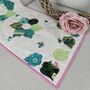 Table Runner With Green And Pink Floral Applique Leaves, thumbnail 4 of 6