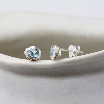 Handmade Blue Topaz Stud Earrings, 3 of 10