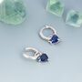 Sterling Silver Sapphire Blue Trillion Cut Cz Hoop Earrings, thumbnail 7 of 12