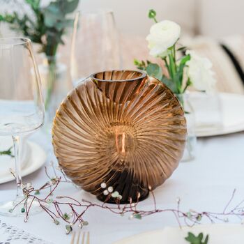Cordless Tan Swirl Glass Table Lamps, 2 of 3