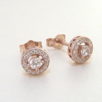 Rose Gold Plated Or Silver Cubic Zirconia Stud Earrings, 4 of 7