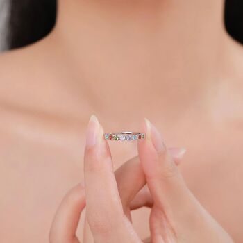 Multicolour Cz Infinity Ring In Sterling Silver, 7 of 12