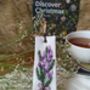 Hand Embroidered Buddleia Flower Linen Bookmark, thumbnail 5 of 7