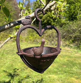 Vintage Cast Iron Heart Shaped Bird Seed Feeder, 5 of 7