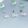 Sterling Silver He She They Pronoun Stud Earrings, thumbnail 7 of 12