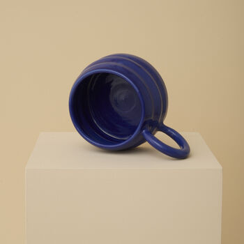 Blue Handmade Wavy Ceramic Mug, 3 of 6