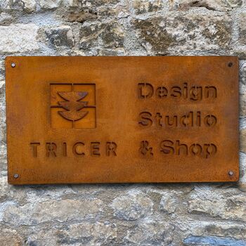 Corten Steel House Name Double Layer, 7 of 12