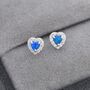Tiny Blue Opal Heart Cz Stud Earrings Sterling Silver, thumbnail 1 of 11