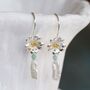 Silver Baroque Pearl And Flower Dangle Earrings, thumbnail 3 of 5