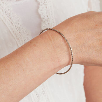 Textured Silver Skinny Stacking Bangle, 3 of 11