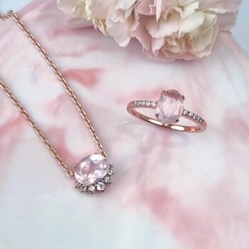 Rose Quartz Necklace In Rose Gold Vermeil And Silver, 2 of 10