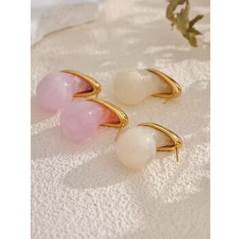 Monaco D’or Gold Rose Pink Ombré Resin Charm Earrings, 2 of 4