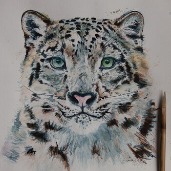 Inky Snow Leopard Canvas Gallery Print, 8 of 9