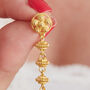 Gold Filigree Stud Long Drop Earrings. Gold Vermeil, thumbnail 4 of 7