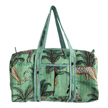 Jungle Print Weekend Duffle Bag In Mint Green, 2 of 4