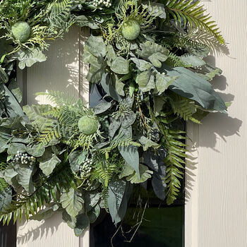 Evergreen Faux Greenery Wreath, 2 of 3