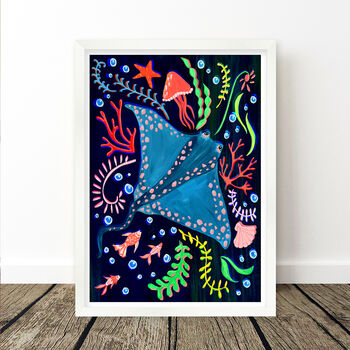 Stingray Sea Animal Colourful Nursery Print, 5 of 8
