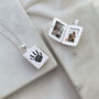 Sterling Silver Engraved Handprint Rectangle Locket Necklace, thumbnail 1 of 9