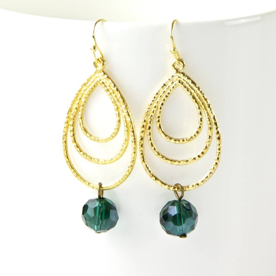 Textured Teardrop Teal Earrings By Gaamaa