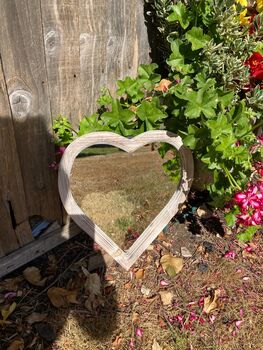 Wooden Heart Hanging Mirror Small Indoor/Outdoor Garden Décor, 8 of 8