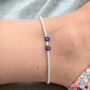 Sterling Silver Evil Eye Beaded Stretch Anklet, thumbnail 3 of 5