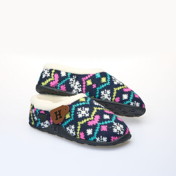 Heidi Navy Nordic Women's Slippers Indoor/Garden Shoes, 2 of 11