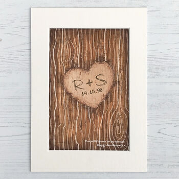 Tree Carving Personalised Valentine Print, 4 of 5