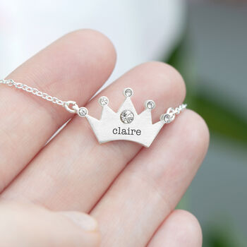 Personalised Kids Princess Crown Necklace, 9 of 12
