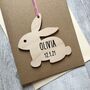 Personalised New Baby Rabbit Keepsake Decoration Card, thumbnail 2 of 3