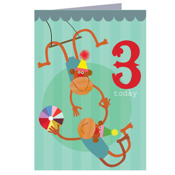 Monkeys 3rd Birthday Card, 2 of 2