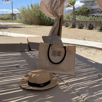 Personalised Patch Square Jute Beach Tote Bag, 2 of 11