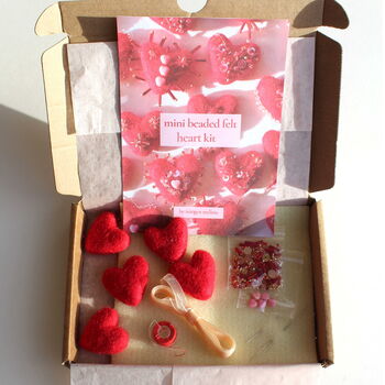 The Mini Beaded Felt Heart Kit, 2 of 12