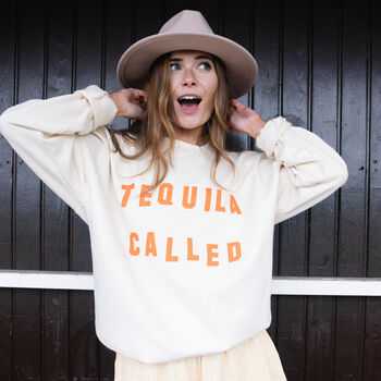 Tequila Called Slogan Sweatshirt In Vanilla, 2 of 3