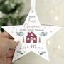 Personalised Wood First Christmas Star Ornament, thumbnail 1 of 3