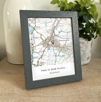 Favourite UK Map Personalised Print With Grey Frame, 7 of 10