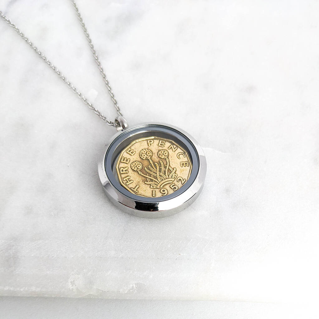 1964 60th Birthday Threepence Locket Necklace By Charlie Boots