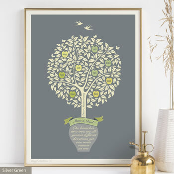 Silver Anniversary Gift Personalised Family Tree Print, 3 of 12