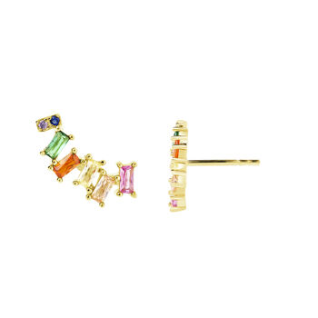 Colour Pop Multi Colour Mixed Cut Cz Stud Earrings, 3 of 5