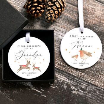 Personalised First Christmas As Nanny Grandad Ornament, 5 of 11