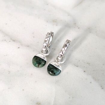 The Orb Emerald May Birthstone Earrings| Silver, 2 of 5